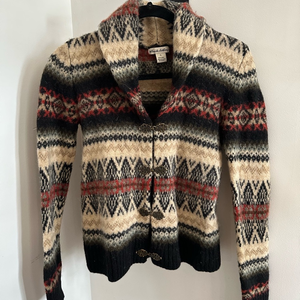 Vintage Women's Patterned Wool Sweater - boho, cozy size S